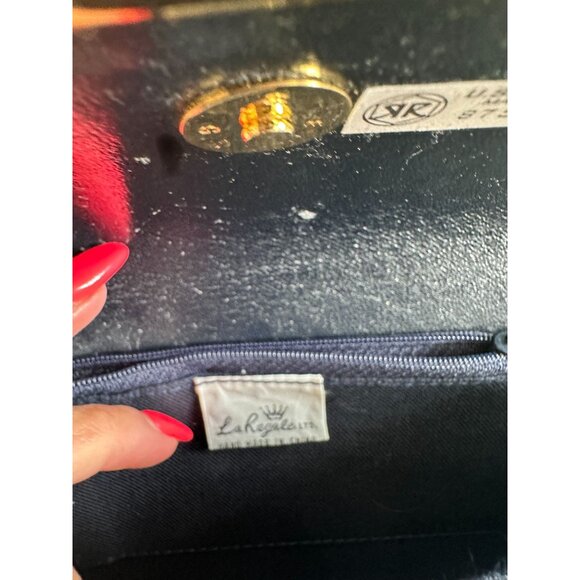 LA REGALE Vintage Navy Blue Chain Mesh Cocktail Bag w/ Strap - Picture 9 of 10